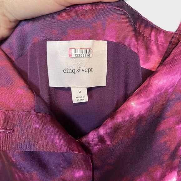 CINQ A SEPT Tie Dye Alexa Dress Size 6 Slip Dress Purple Long Maxi Satin - Picture 10 of 12